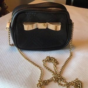 Little Black Bag- NWOT, Gold Bow, Gold Chain Strap 48” Crossbody